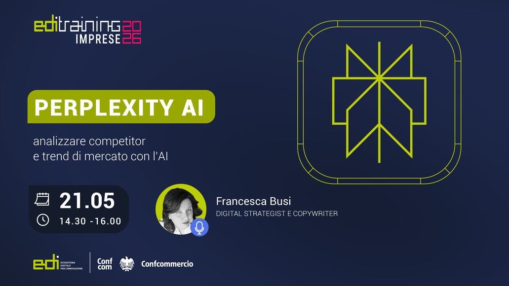 SAVE THE DATE. Webinar Perplexity AI: analizzare competitor e trend di mercato con l\'AI.